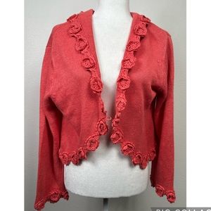 Jones  Wear Jeans Embroidered   Cardigan One Button Size XL